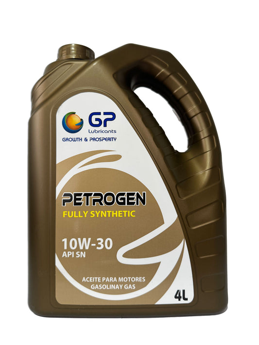 General Petroleum PETROGEN SAE 10W30 API SN Aceite 100% Sintetico de 4 litros para Auto y Camioneta